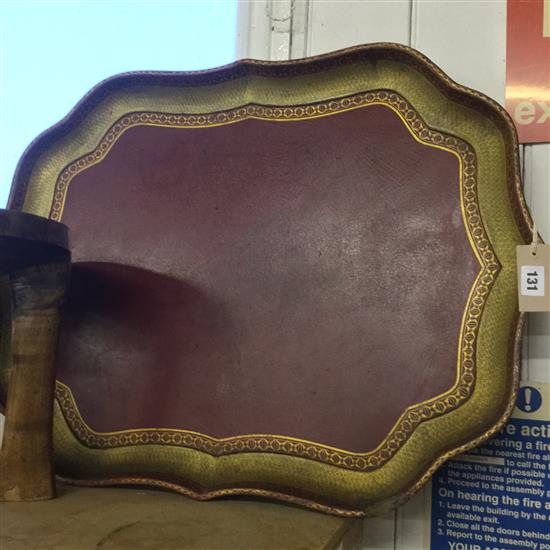 Victorian papier mache shaped rectangular tray, Clay, King Street, Covent Garden